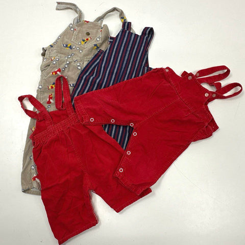 Vintage Lot 4 Kids Overalls Hush Puppies Sears Corduroy Airplane Striped 9M-3T