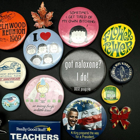Vintage & Modern Pins Lot Mixed Enamel Button Star Wars Obama Political 40pc