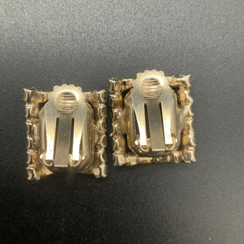 Vintage Lilac Purple AB Rhinestone & Faux Pearl Clip On Earrings Lot of 2 Pairs