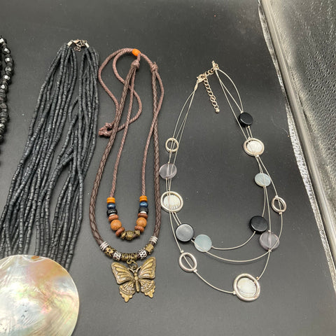 Eclectic Wearable Jewelry Lot 11 Necklaces Abalone Mother of Pearl Boho Modern