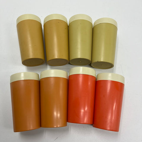 Vintage Gitsware Therma-Glass Insulated Tumblers 9 Pc Set MCM Earth Tones USA