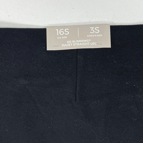 Chico's Black So Slimming Juliet Straight Leg Pants Women's Size 16S 3S NWT