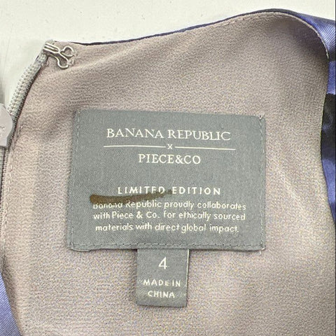 Banana Republic Piece & Co Women's Maxi Dress Blue Black Floral Twist Front 4