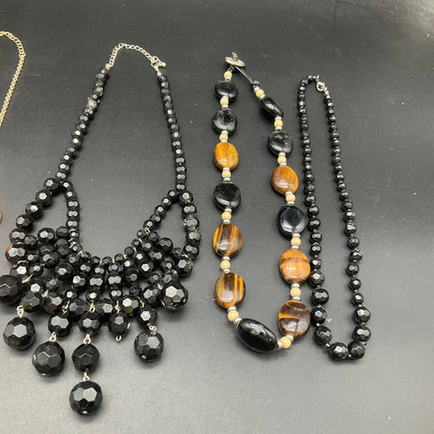 Boho Statement Necklace Jewelry Lot of 8 Beaded Bib Shell Tiger's Eye Pendant