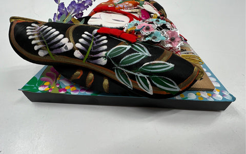 Vintage Japanese Oshie Hagoita Paddle Wisteria Maiden Fuji Musume Kabuki 26"