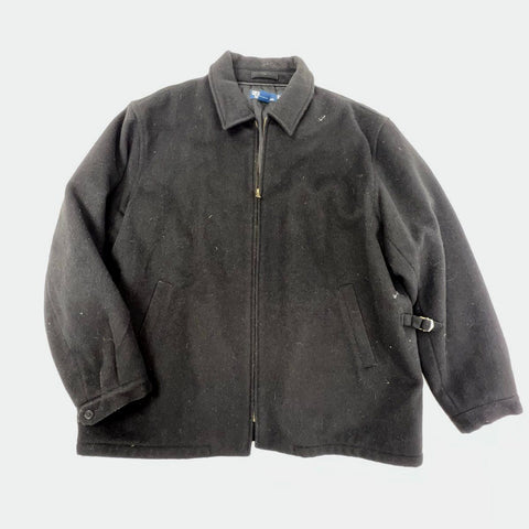 Vintage 90s Polo Ralph Lauren Wool Barracks Bomber Jacket Black Sz XXL