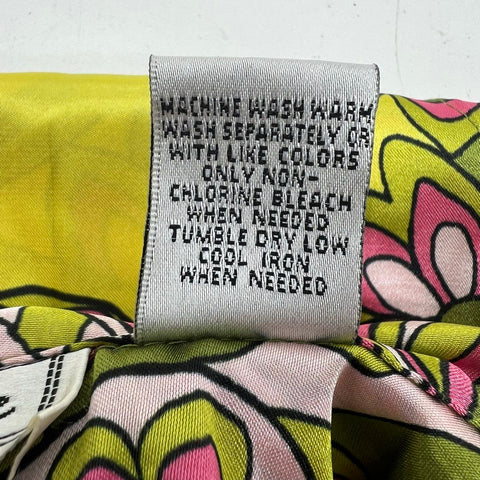 Vintage Y2K Chanteuse Women's Green Pink Paisley Satin Pajama Set Sz L