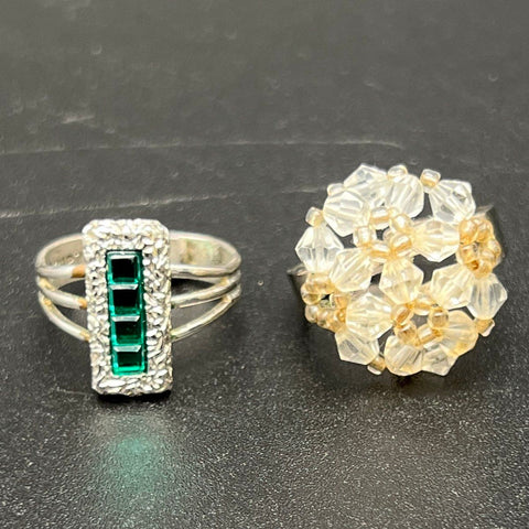 Vintage Costume Jewelry Lot of 10 Necklaces Brooches Rings Caroline Art Nouveau