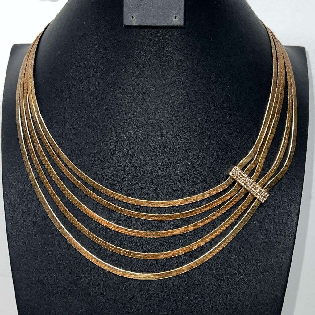 Chico's Rhinestone Multi Flat Chain Necklace