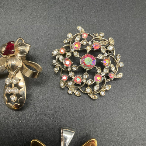 Vintage Avon Sterling Silver 925 Rhinestone Brooch Lot 5 Bow Faux Pearl
