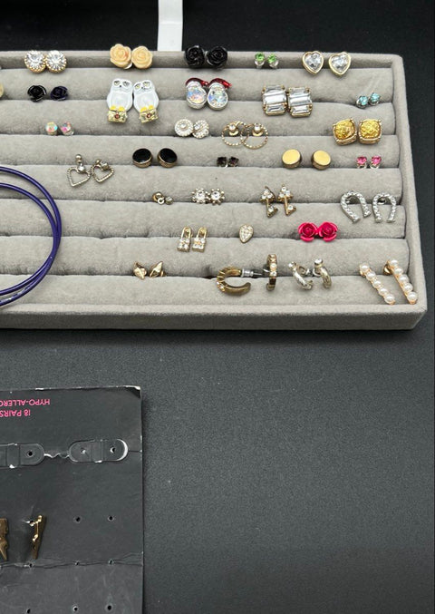 Fashion Jewelry Lot of 60+ Pairs Earrings Studs Dangles Lux Accessories Minica