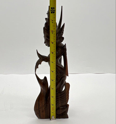 Vintage Balinese Hand Carved Wood Goddess Sculpture 12" Indonesian Figurine