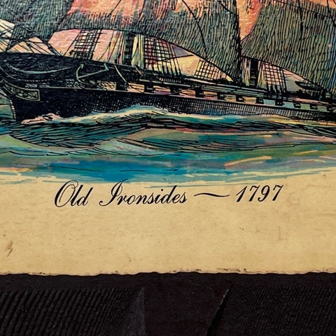 Pair Vintage Nautical Ship Prints Old Ironsides New Bedford Whaler Framed 9x8