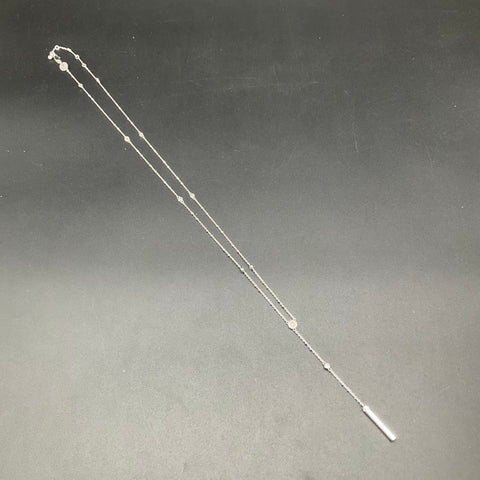 Henri Bendel Silver Tone Crystal Station Bar Pendant Lariat Y-Necklace 17"