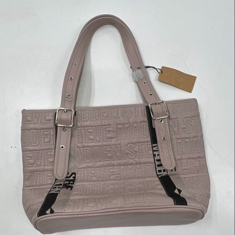 NWT Steve Madden Taupe Quilted Logo Tote Bag Shoulder Purse Silver Hardware