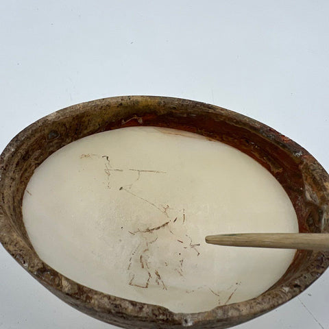 Stone Bowl Candle Rustic Decorative Alabaster Onyx Style Brown Cream 3.5 Inch