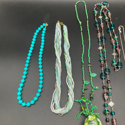 Mixed Costume Jewelry Lot of 10 Necklaces Beaded Pendant Multi-Strand Styles