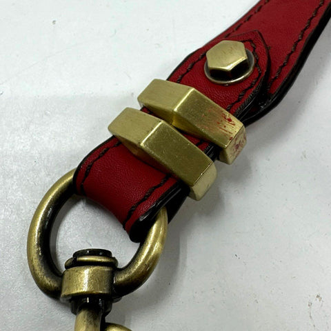 ARYANY Red Pebbled Leather Paneled Shoulder Bag Brass Hardware NWT