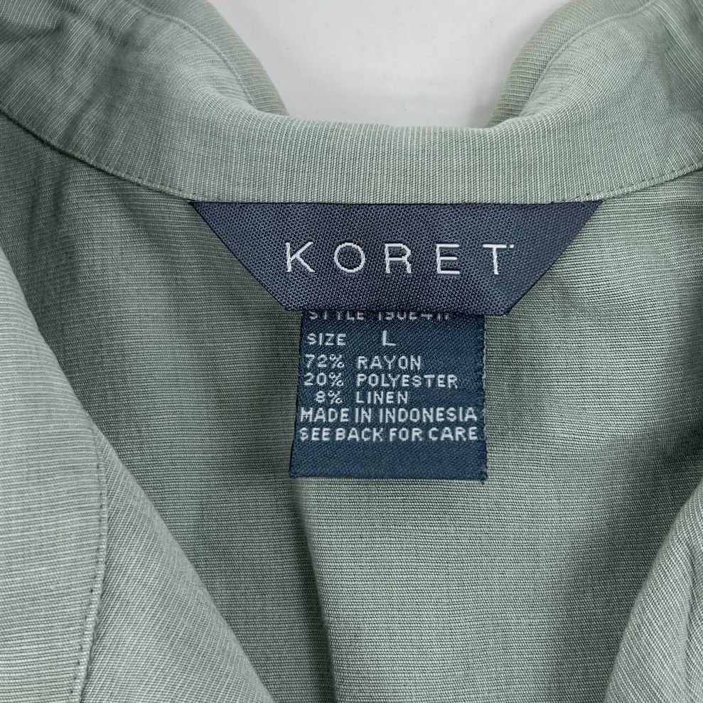 Women's Koret Green Embroidered Tank & Button Up Shirt Set - Size Large