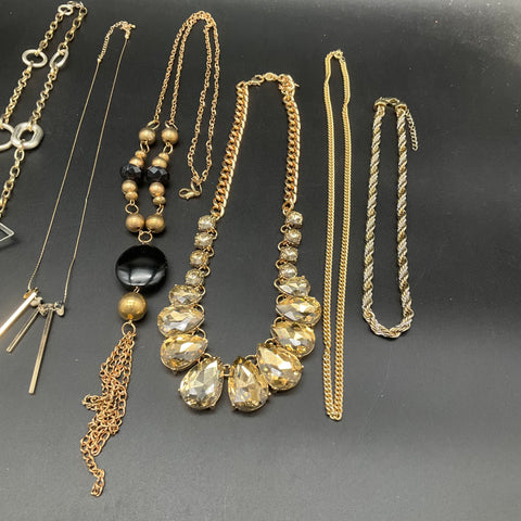 Statement Boho Minimalist Fashion Jewelry Lot of 10 Gold & Silver Tone Necklaces