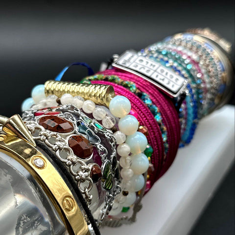 Mixed Fashion Jewelry Bracelet Lot Beaded Stretch Bangles Rhinestone Colorful
