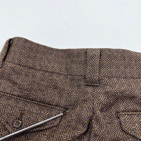 Vintage 70s Farah Men's Brown Herringbone Cuffed Trousers Made USA