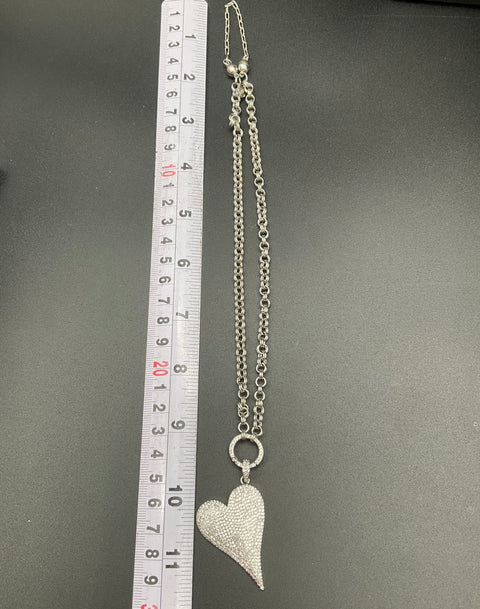 Alexa Rae Miranda Clara Silver Tone Necklace Lot of 3 Pavé Star Heart Coin