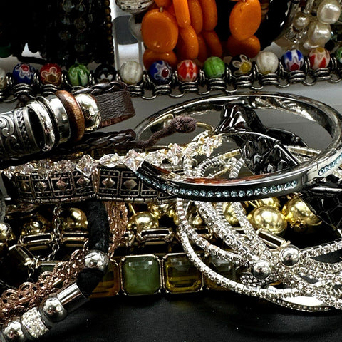 Boho Eclectic Costume Jewelry Lot 40+ Bracelets Beaded Bangles Southwestern