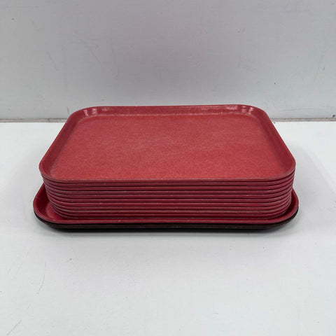Cambro Camtray Fiberglass Cafeteria Serving Trays 13pc Lot Red Brown 14x18