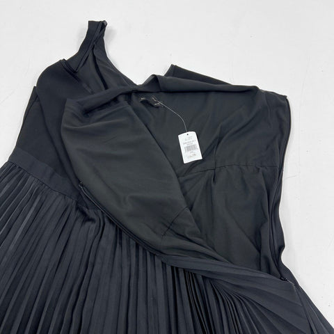 Banana Republic Women's Black Pleated V-Neck Midi Dress Size 20 NWT