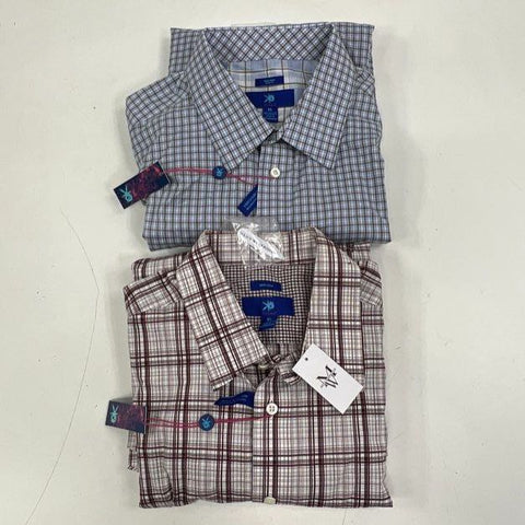 Egara Men's Lot of 2 Plaid Non-Iron Button Up Dress Shirts Size XL NWT