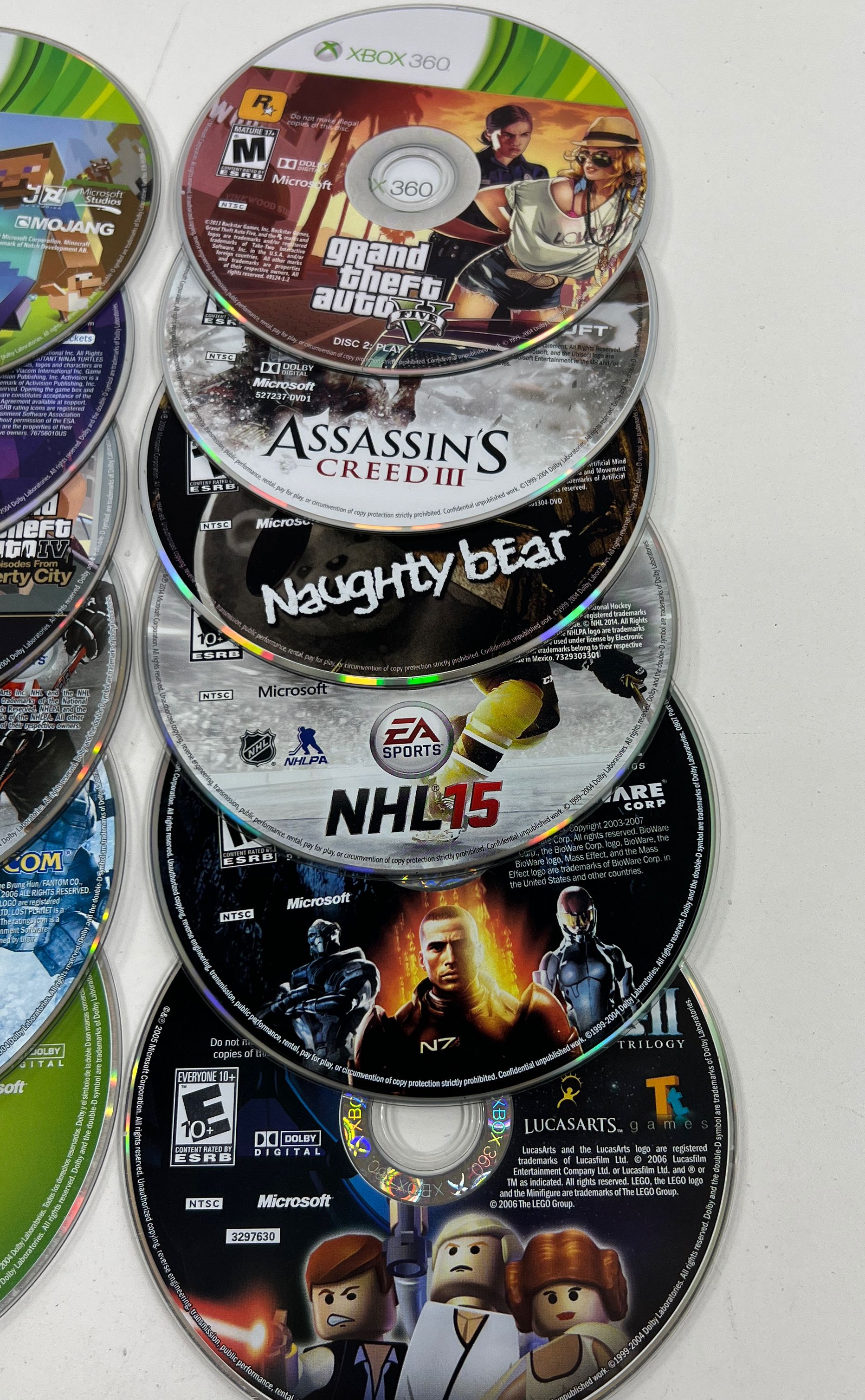 Microsoft Xbox 360 Mixed Games in Cases UNTESTED GTA LEGO NHL15 Assassins Creed3