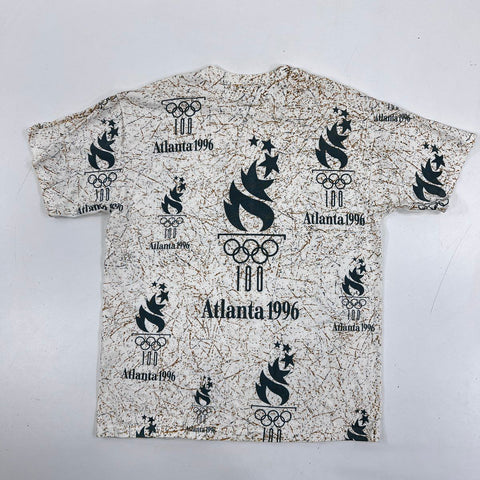 Vintage 1996 Atlanta Olympics AOP T-Shirt Single Stitch Hanes USA Sz L