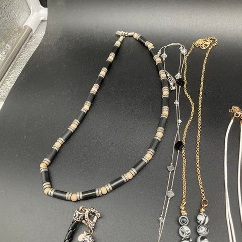 Costume Jewelry Necklace Lot of 11 Vintage to Modern Styles Agate Shell Tassel