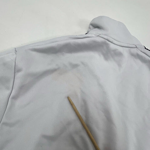 Adidas Men's White Real Madrid Anthem Soccer 3 Stripe Full Zip Track Jacket S