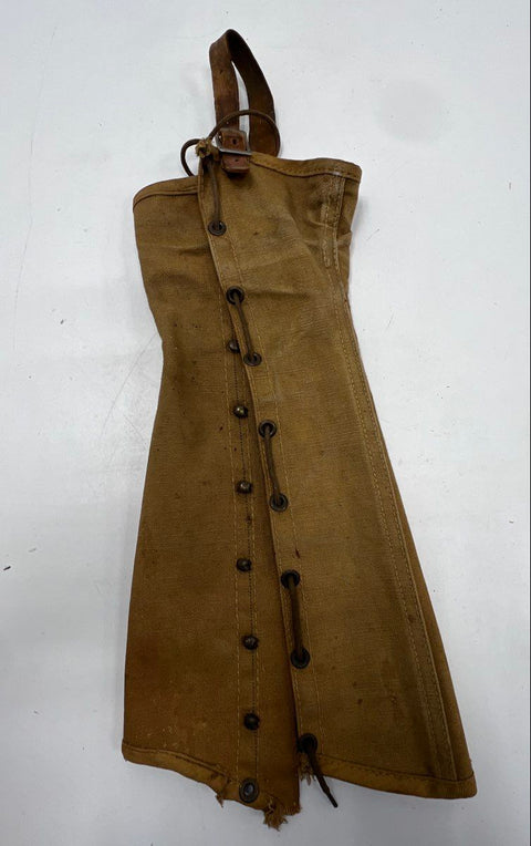 Vintage WWII US Army M1938 Canvas Leggings Gaiters Jeffersonville QM Sz 2R