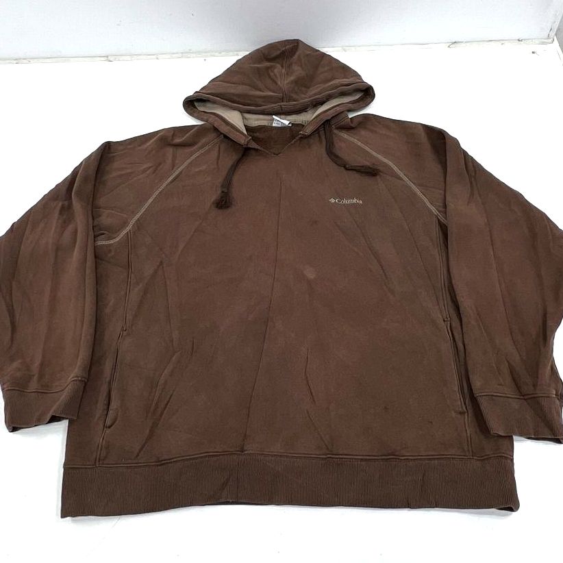 Columbia Mens Faded Brown Distressed Pullover Hoodie Sweatshirt XL Outdoor