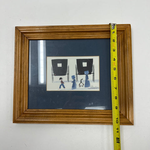 Diane Graebner Signed 1983 Print Amish Buggy Genre Scene Folk Art Framed