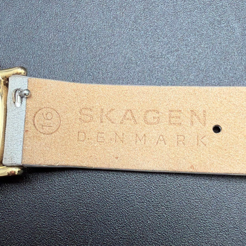 Skagen Signatur SKW2772 Women's Watch Gold Tone Grey Leather Band Tested Works