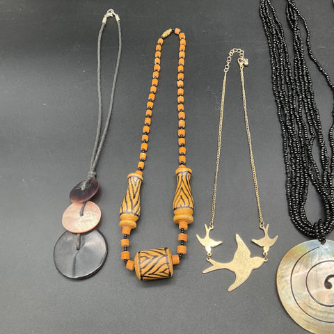 Boho Southwestern Style Necklace Lot of 8 Mother of Pearl Shell Wood Beads