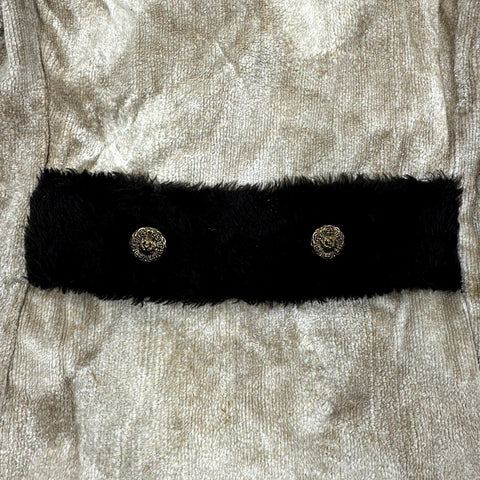 Vintage 70s Union Made Faux Fur Collar Lion Button Double Breasted Coat Sz M