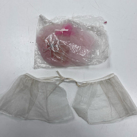 Vintage 60s T. & G. Bridal Women's Pink Satin Jacket & Headpiece Veils Set