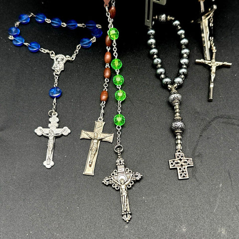 Vintage to Modern Catholic Rosary & Crucifix Jewelry Lot Mixed Religious 30+
