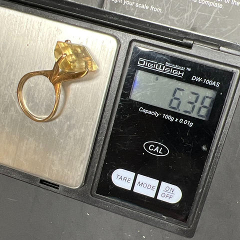 14K Yellow Gold Large Yellow Gemstone Ring Size 7.75 6.38g