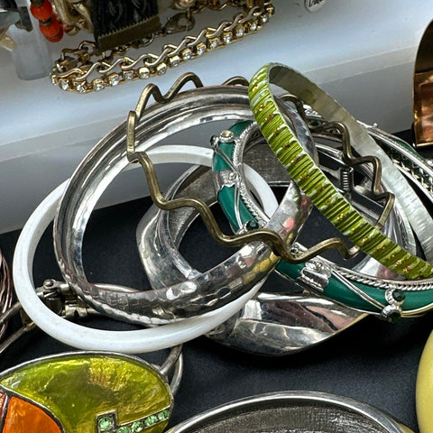 Mixed Bracelet Jewelry Lot of 40+ Vintage to Modern Bangles Cuffs Beaded Sports