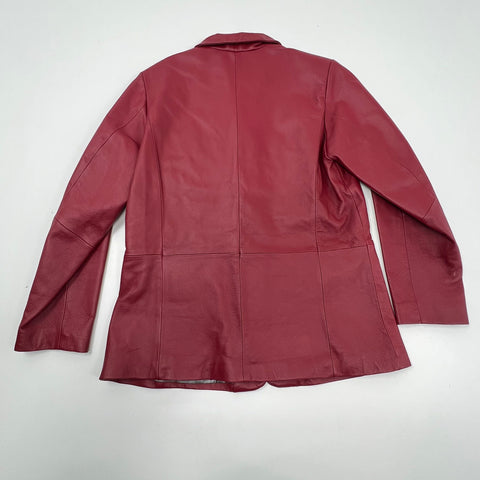 Vintage Y2K Excelled Collection Red Leather Blazer Jacket Womens Large