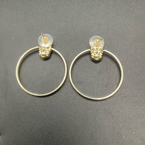 Kendra Scott 2 Pair Earrings Lot Elora Drusy Hoops & Sophia Drop Gold Tone