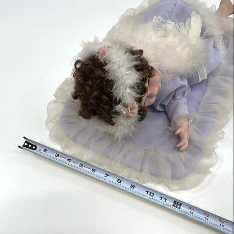 Goldenvale Artists Porcelain Angel Doll 2000 Purple Outfit Wings 16" Pillow