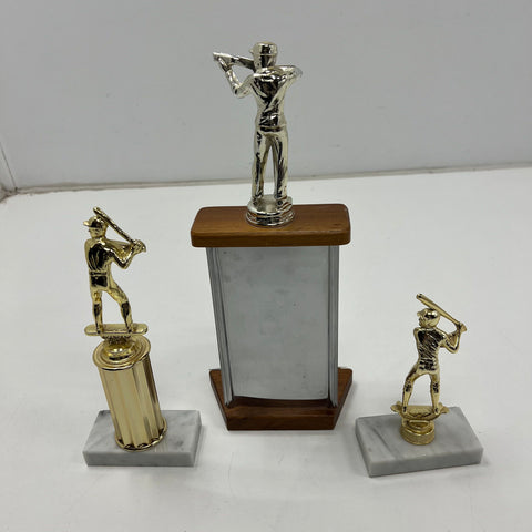 Vintage Trophy Lot 1963 Gun Club 1980s Softball Baseball MCM Marble Base