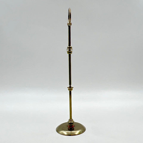 Vintage Brass Tone Metal Paper Spindle Stand Ring Top Weighted Base 15"